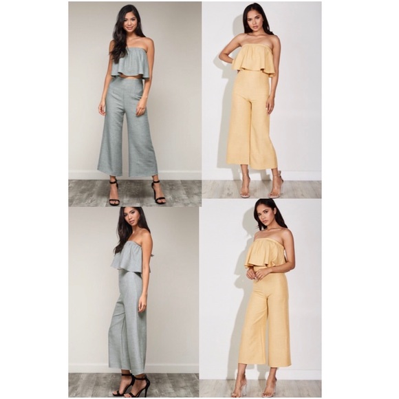MayMay’s Mustard Two Piece Crop Top & Culottes Set - Picture 5 of 7